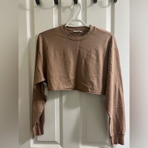 Aritzia Tan Long Sleeve Crop Top